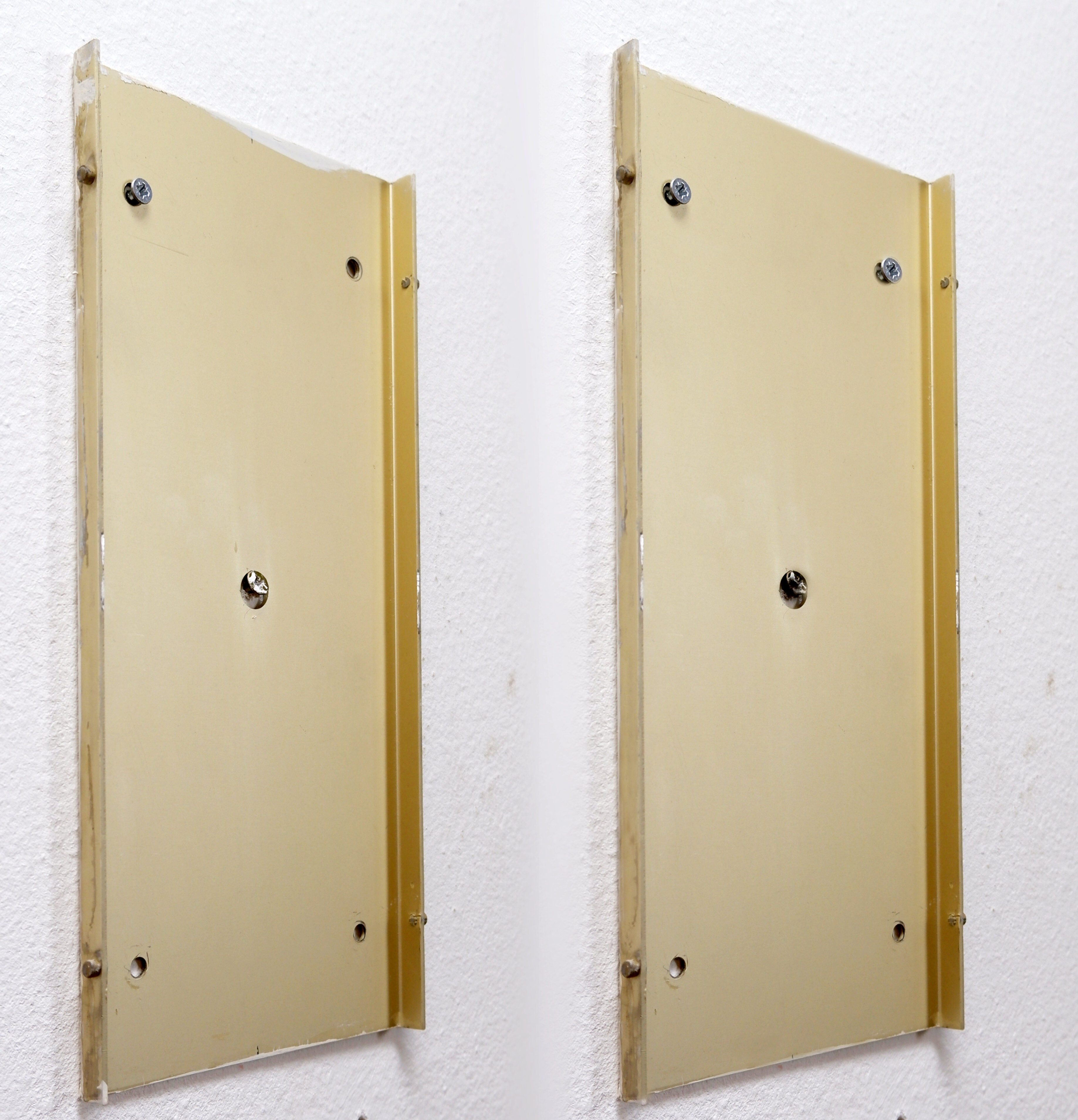 Pair of gold-plated aluminum wall lights by Jules Wabbes - 2 pairs available