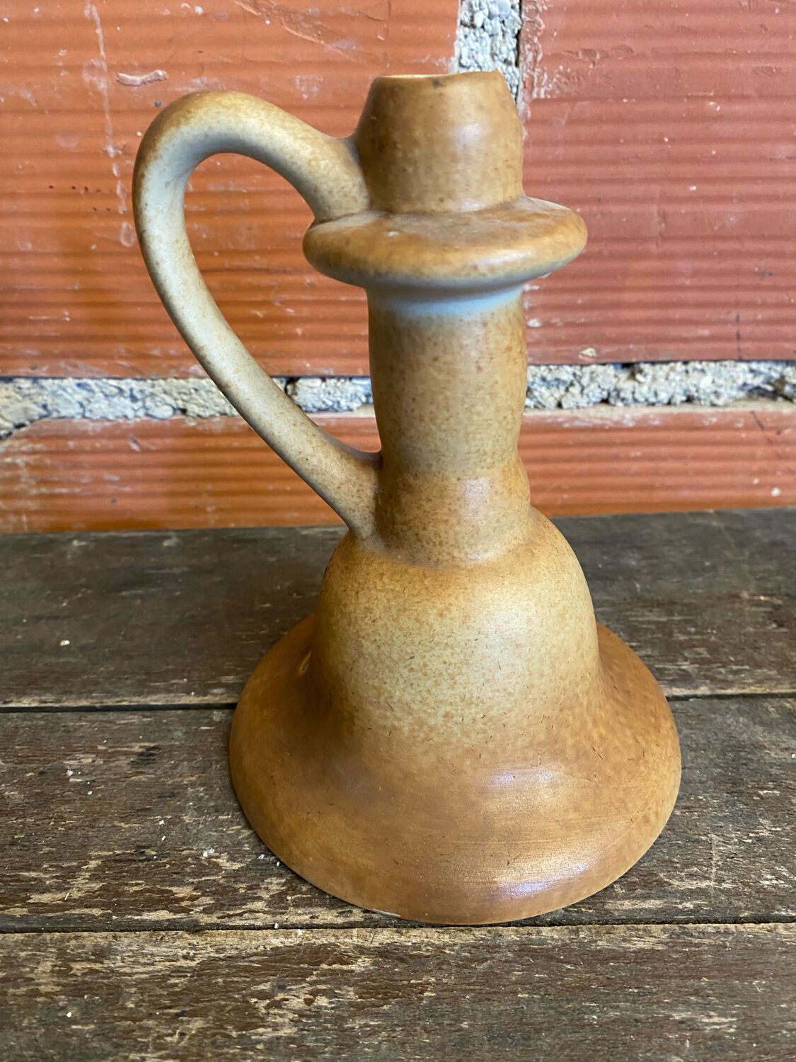 Old Lamp Base Vintage Beige Ceramic Candle Holder #D833