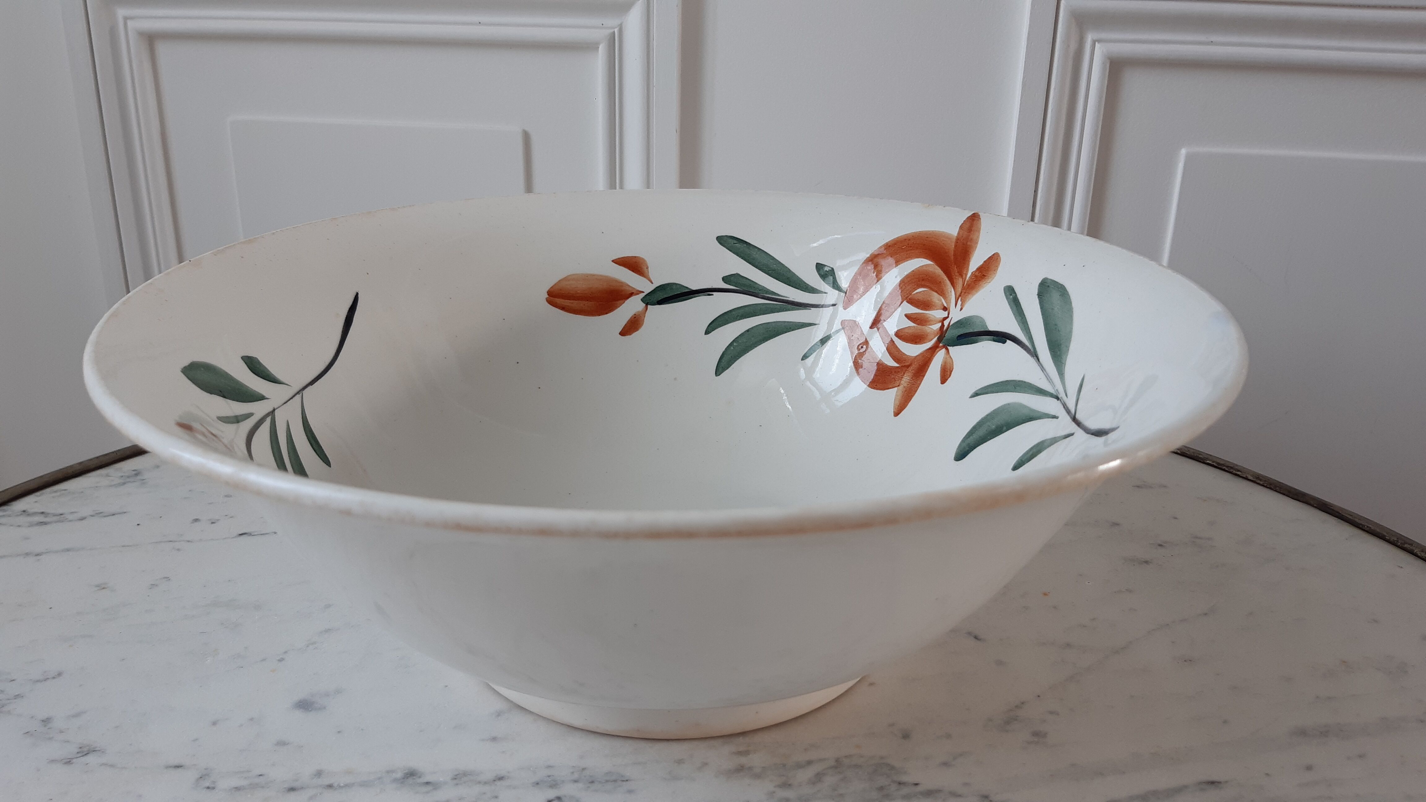 Salad bowl earthenware new Givors years 30-40