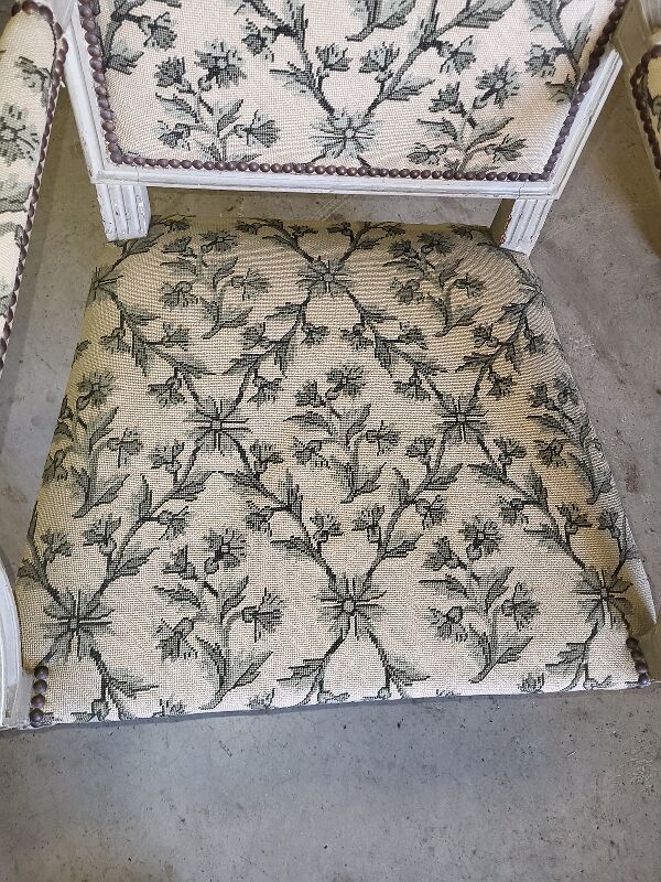 Armchair Louis XVl grey of the Xlx th century n°1