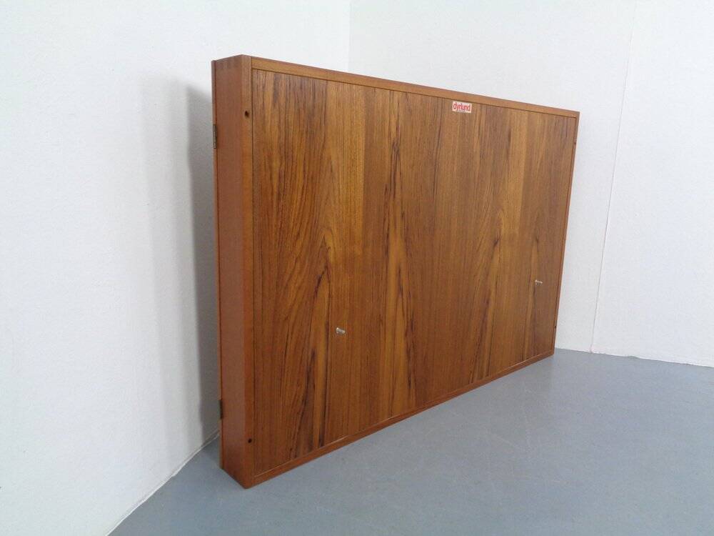 Wall cabinet with glass doors from Dyrlund, Denmark, 1970s.