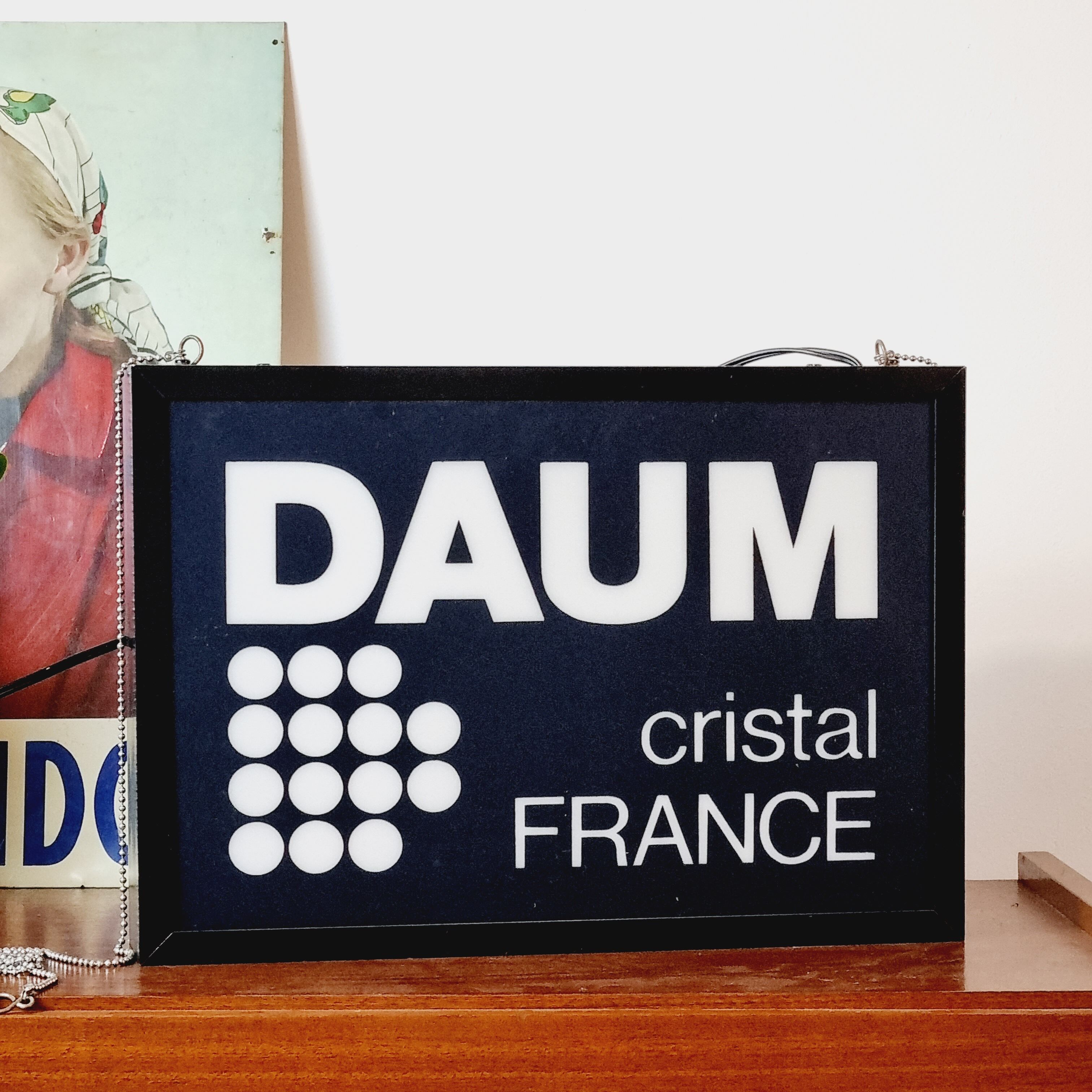 Enseigne lumineuse double face Daum Cristal France | Selency 