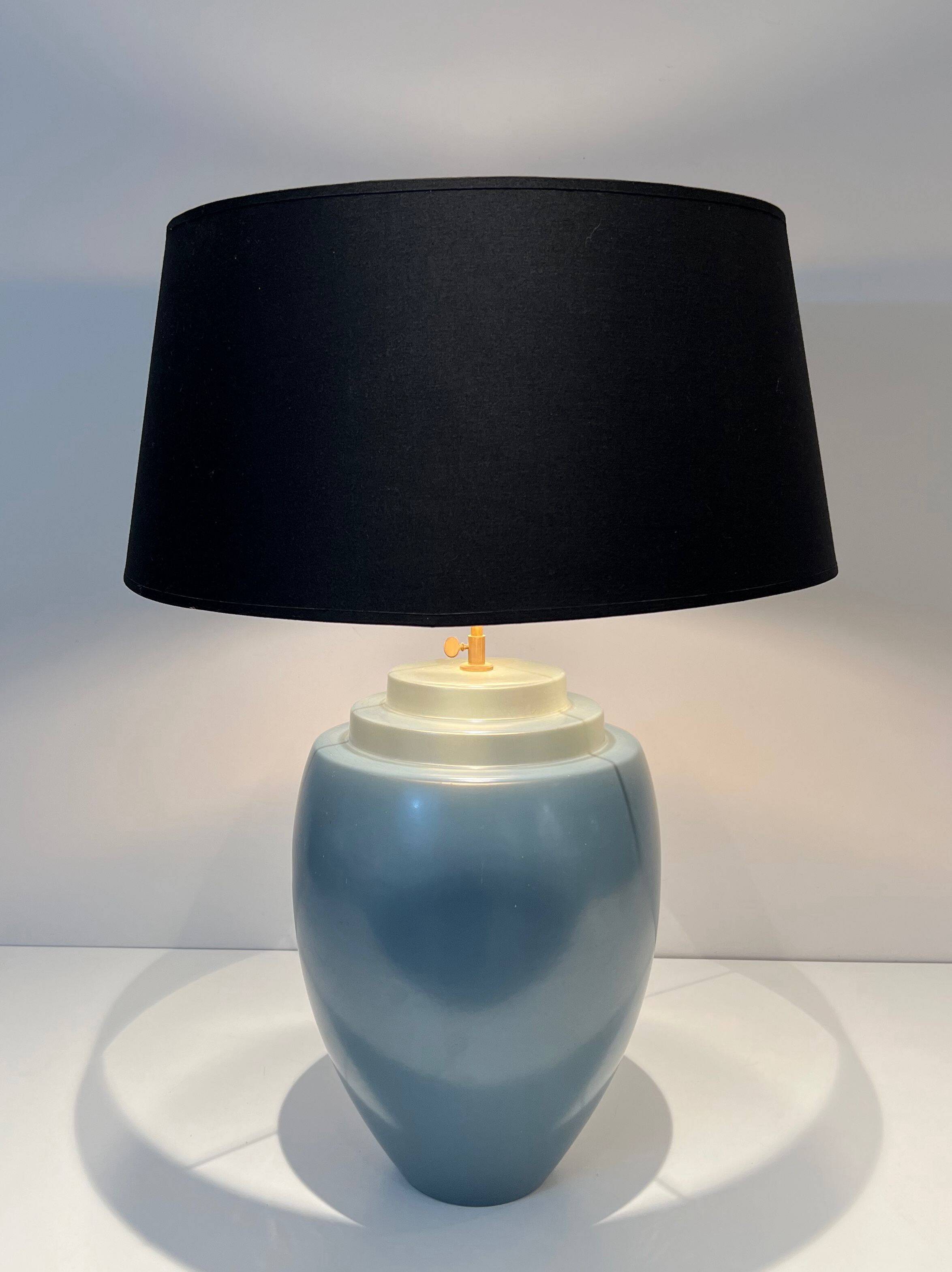Blue ceramic lamp by Kosta
