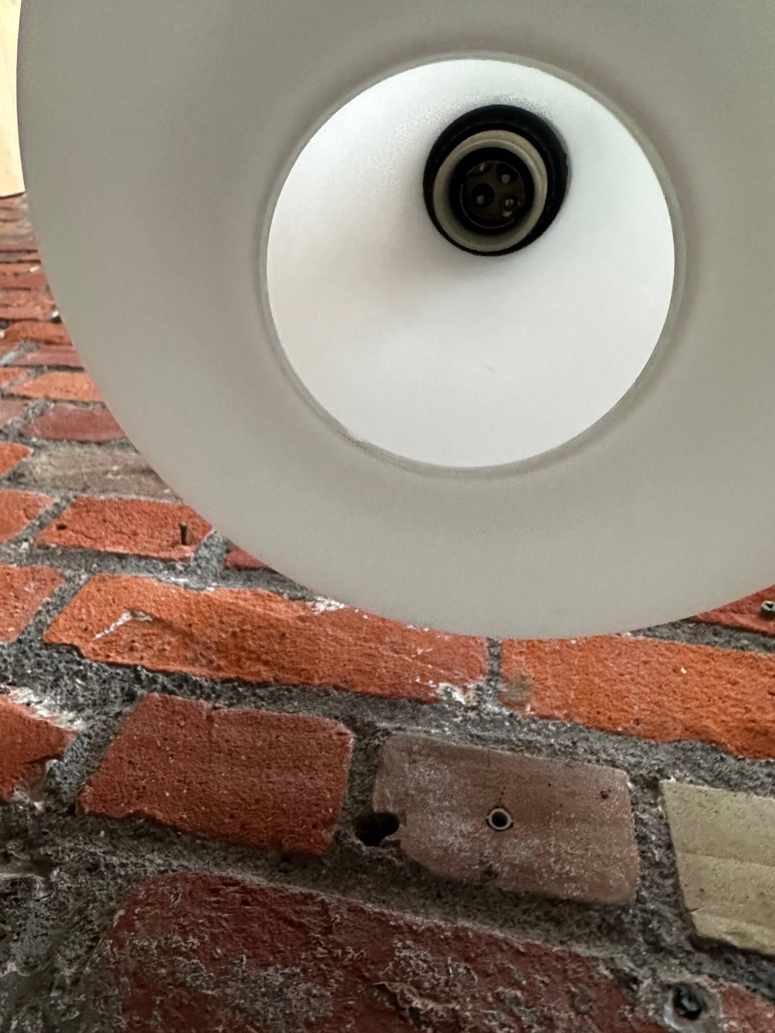 Louis Kalff opaline and teak suspension