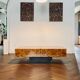 Jean-Claude Mahey coffee table in vintage 70s burr walnut