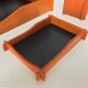 70's orange wood desk set, sorter, vintage pencil jar