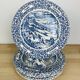 8 assiettes terre de fer anglaises bleues "automne" England ironstone