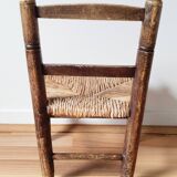 Chaise enfant vintage en bois et paille