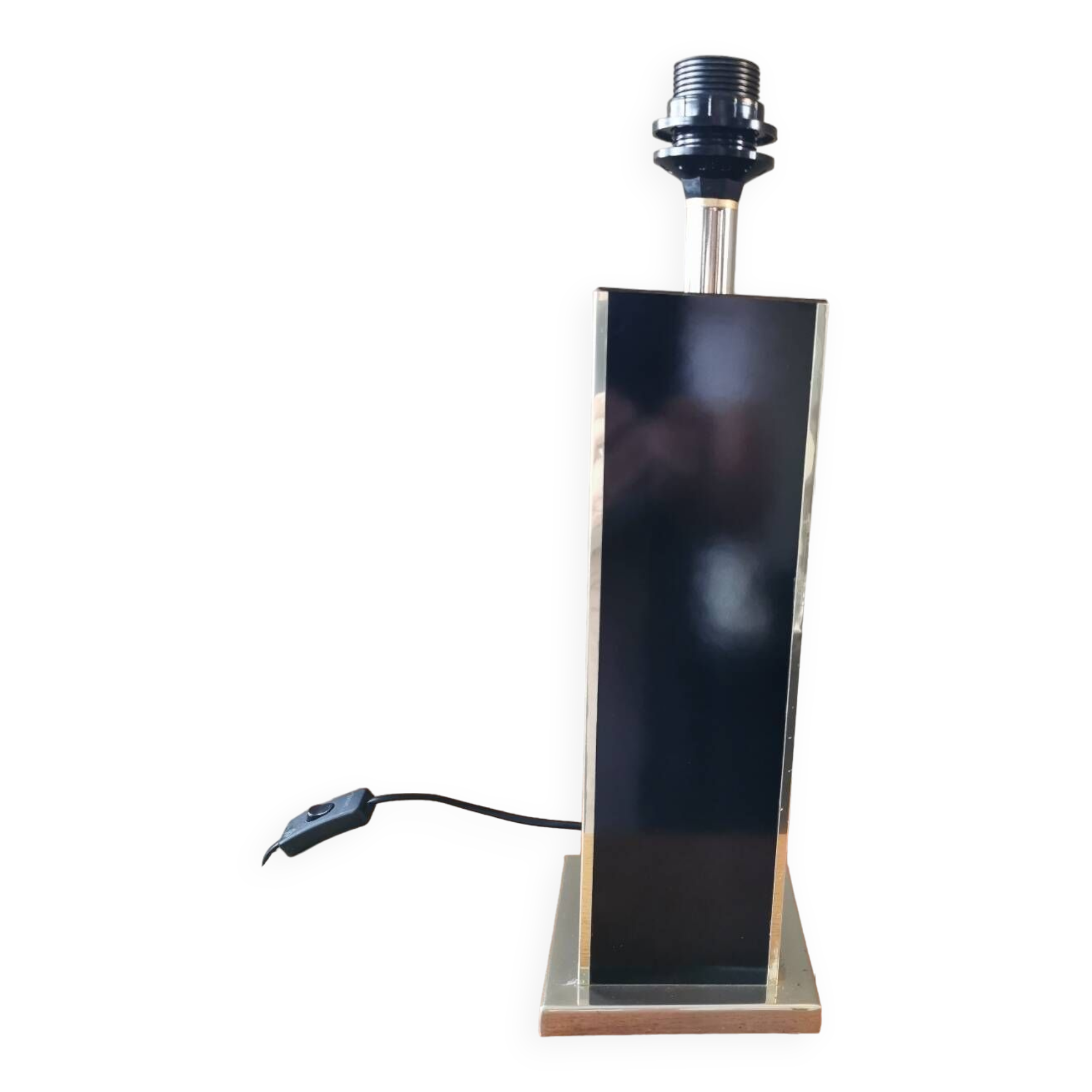 Vintage square black and brass lamp base