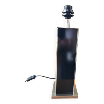 Vintage square black and brass lamp base
