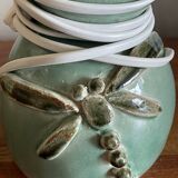 Sandstone lamp with dragonfly decoration signed