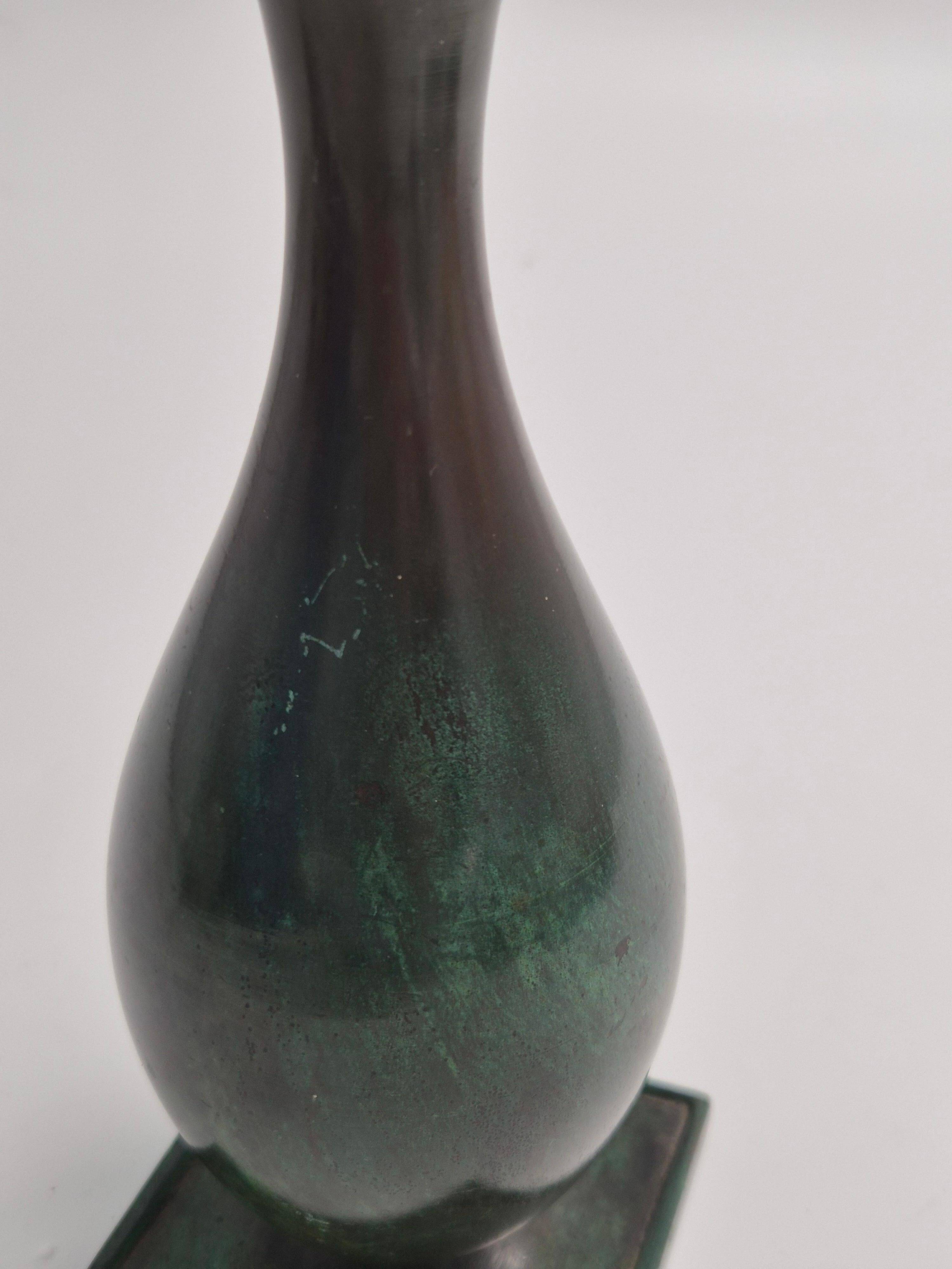 Jacob Ängman for GAB, solid bronze vase, Swedish grace / Art Deco