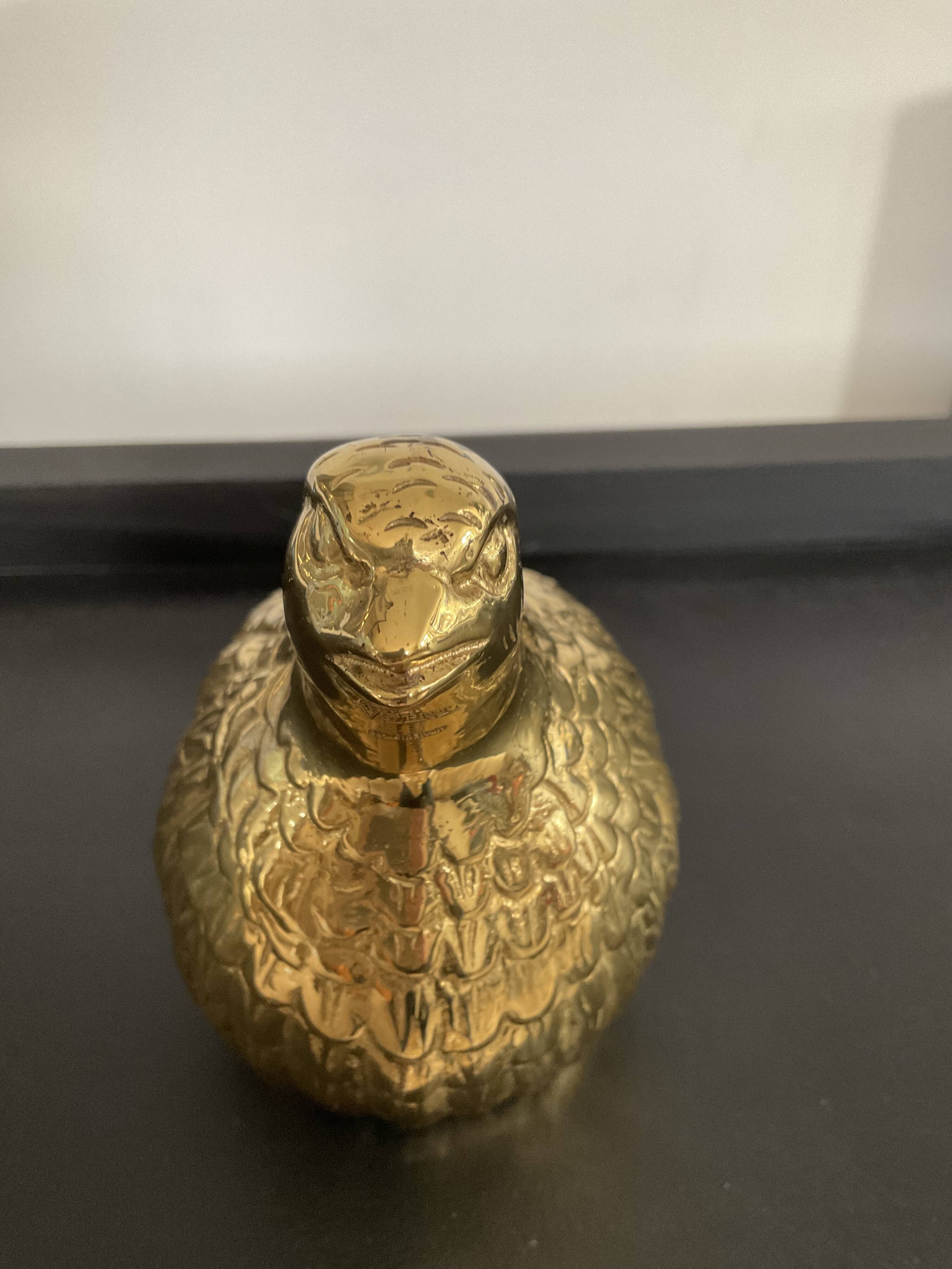 Cendrier en bronze Valenti caille ou perdrix vintage