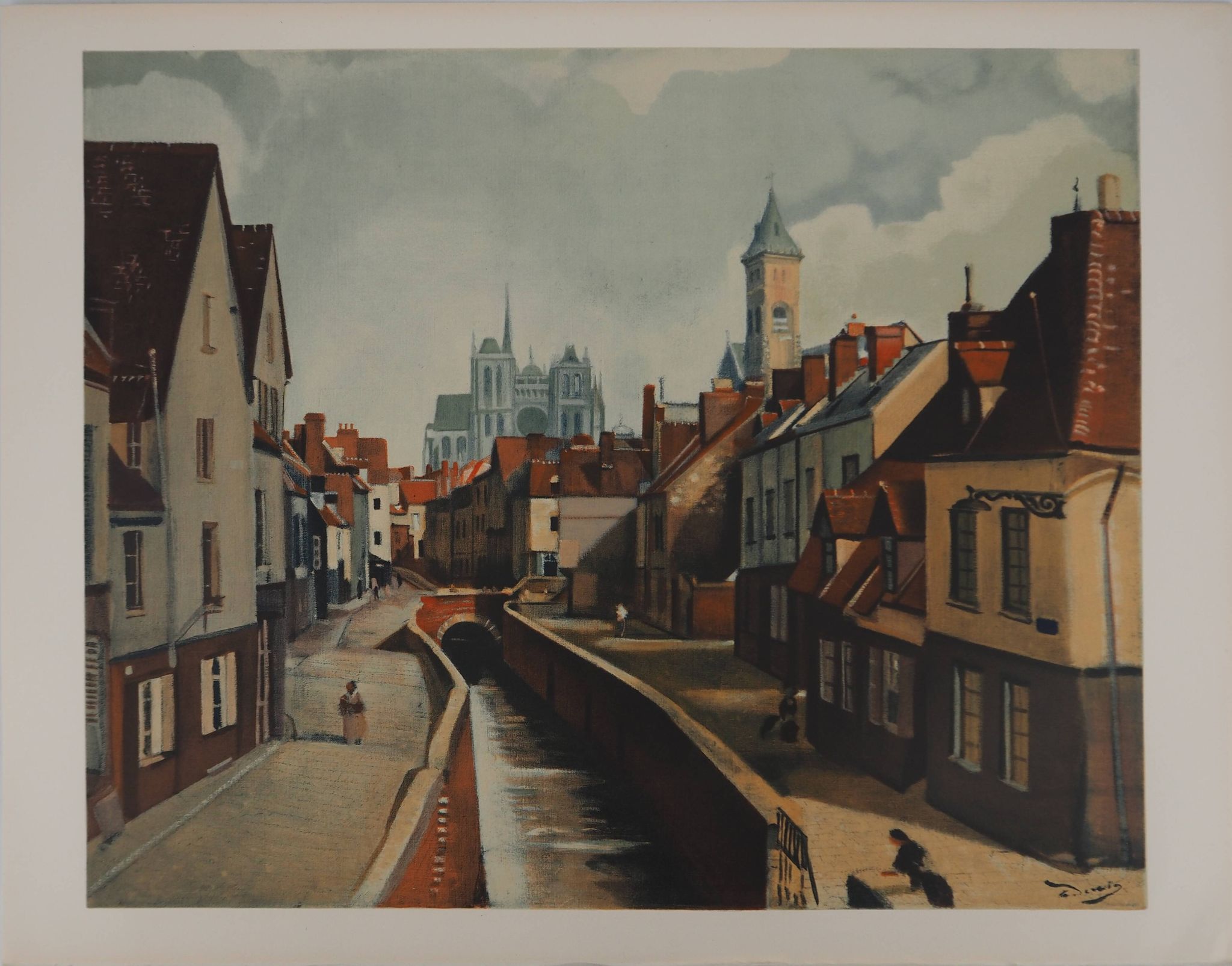André Derain : Amiens traversé par la Somme, Lithographie signée