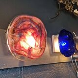 Pink veined blown Murano glass wall light, 1970s