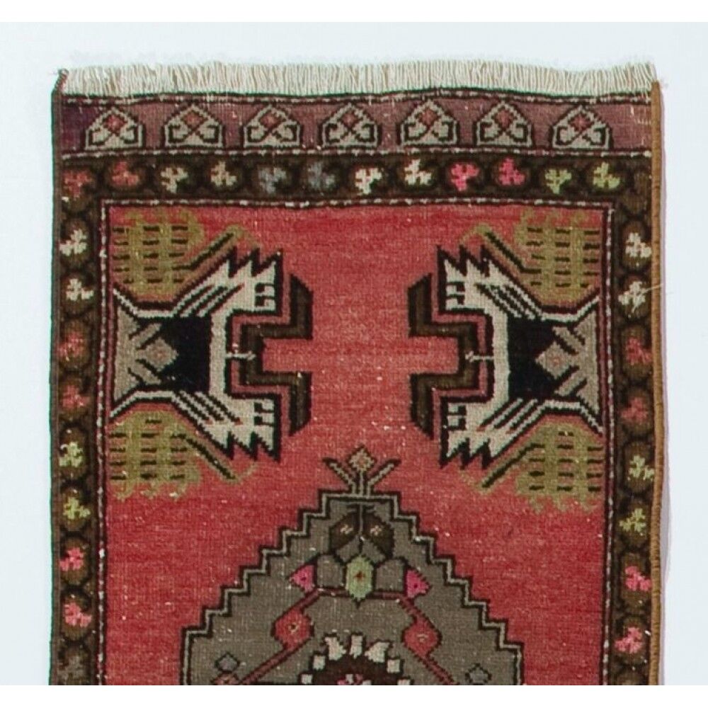 Hand-knotted Small Rug. Vintage Door Mat. Turkish Wool Seat Cover. Entryway Mat. Kitchen Rug