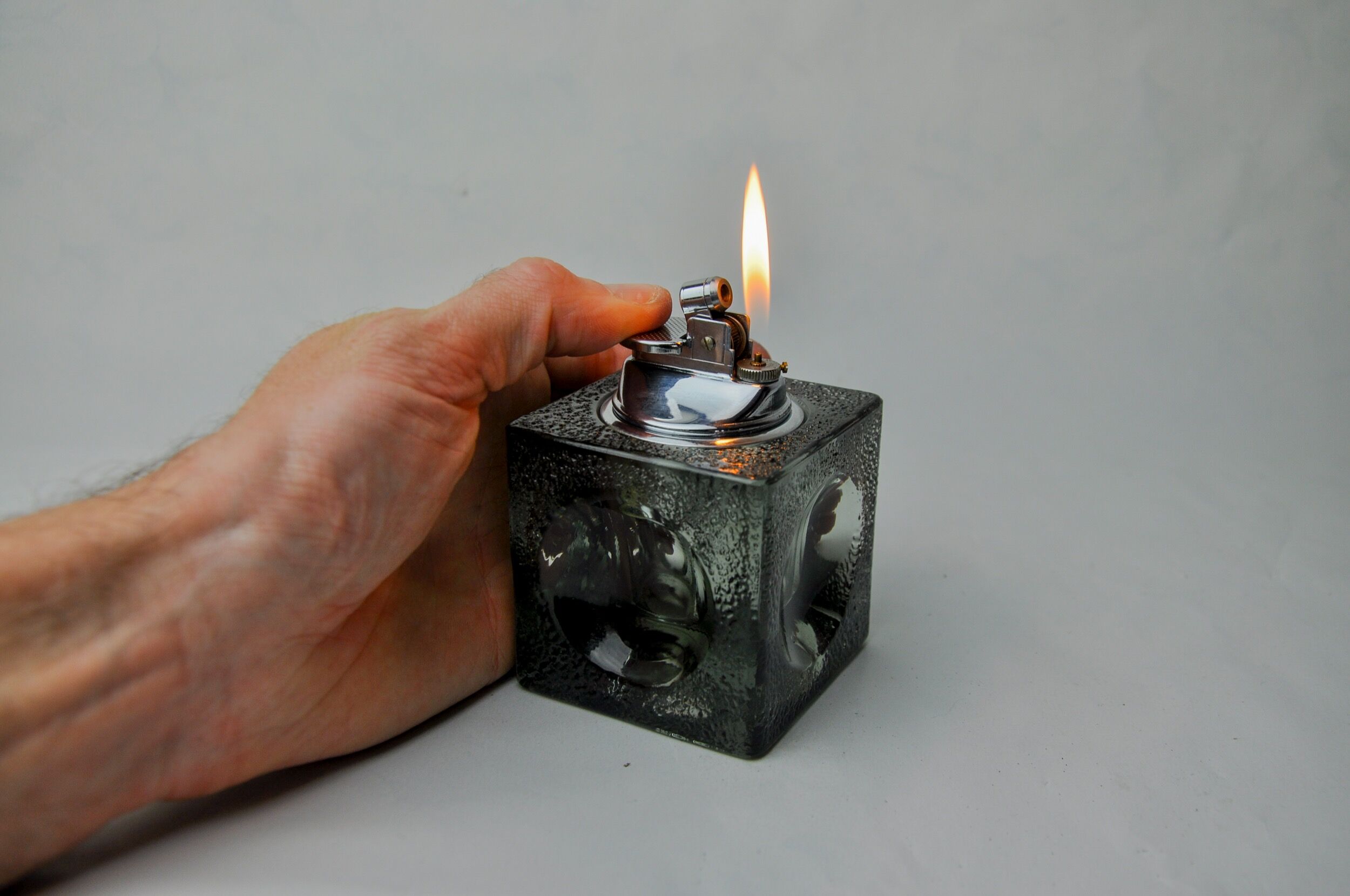 Black ice lighter by Antonio Imperatore, murano glass, Italy, 1970