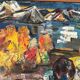 Original Large Mid Century Swedish Oil On Canvas – “Abstract Landscape” By S. Pctcizon –1963 – Vintage & Framed – 85 × 69 Cm (33.5" × 27.2")