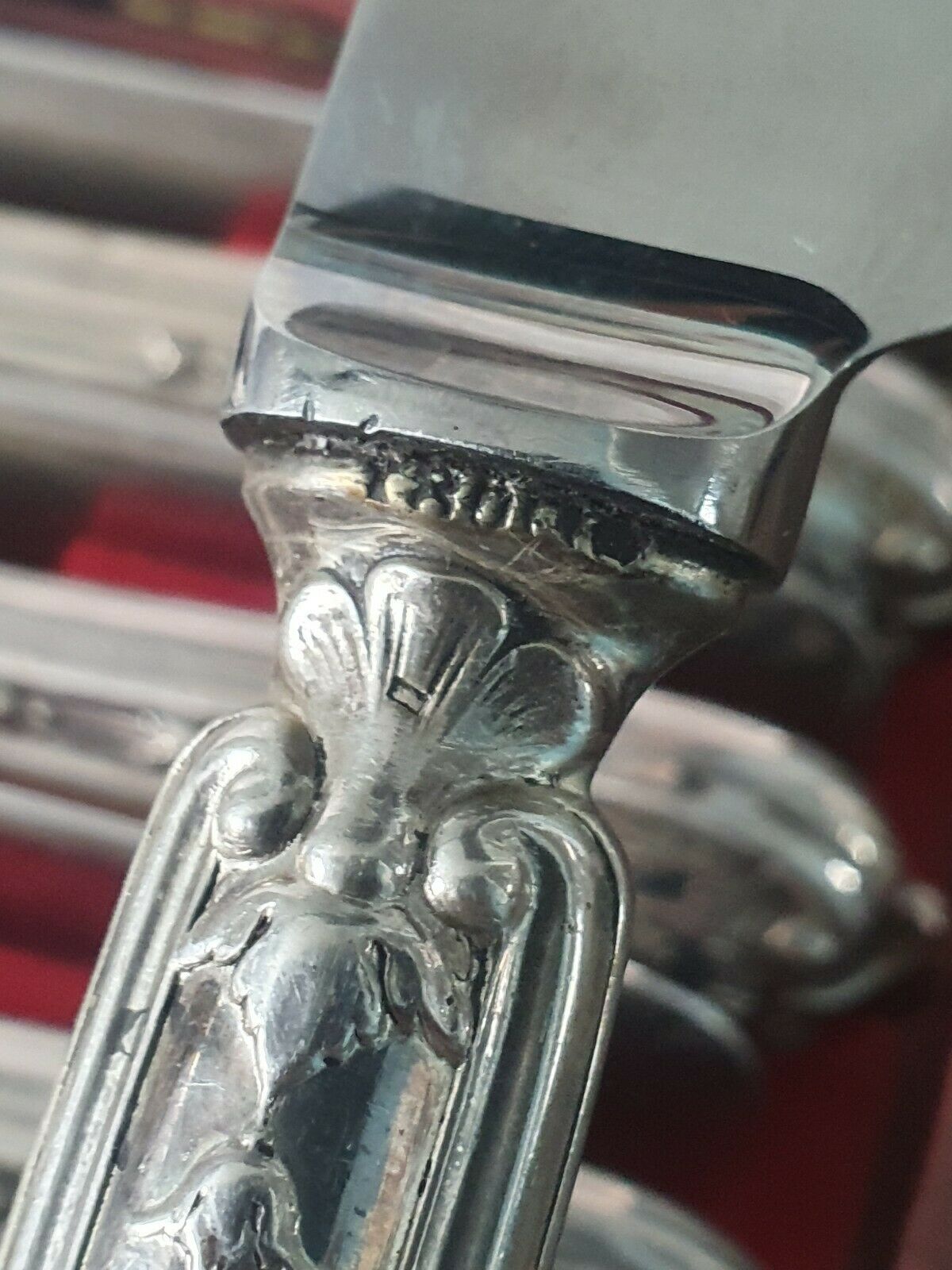 Lot of 12 silver knives stuffed 800 German monogram