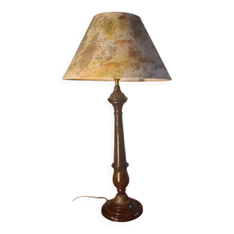 Lampe acier peint écaille de tortue 1930 abat jour parchemin73x40 cm