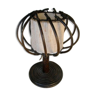Lampe de table rotin Louis Sognot vintage