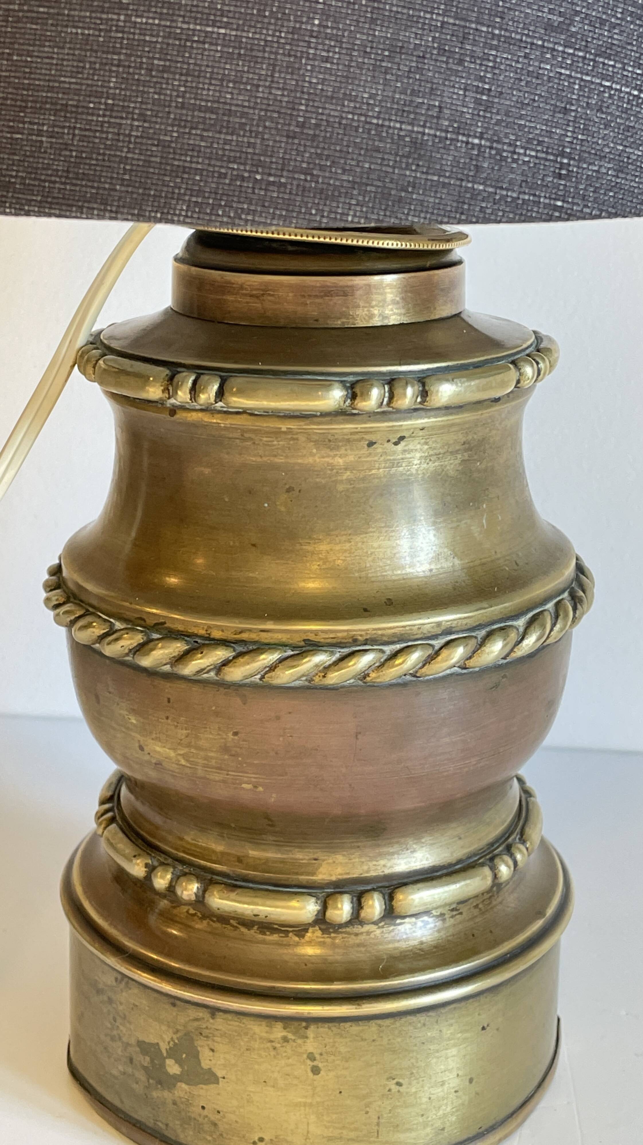 Chic brass lamp and vintage fabric