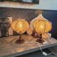 Paire de lampes vintage abat-jour fil tendu