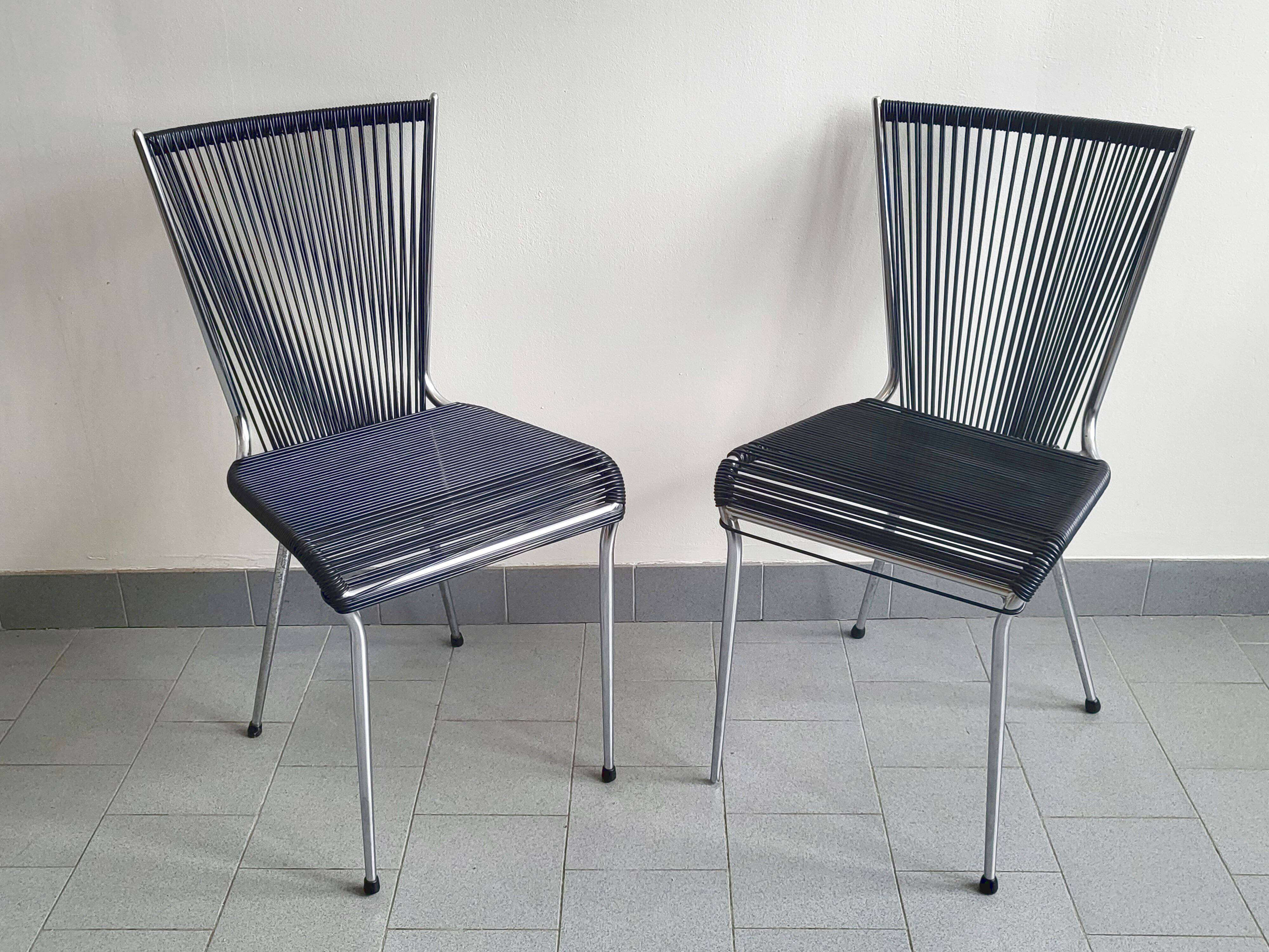 Set of 4 vintage scoubidou chairs 1960