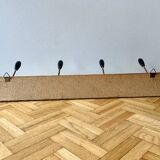 Vintage yellow wall coat rack - four hooks - 1950s