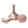 Set of 3 vases and box in ceramic in shades of pink and mauve, 1970s.