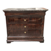 Commode Louis Philippe acajou dessus marbre gris en très bon état