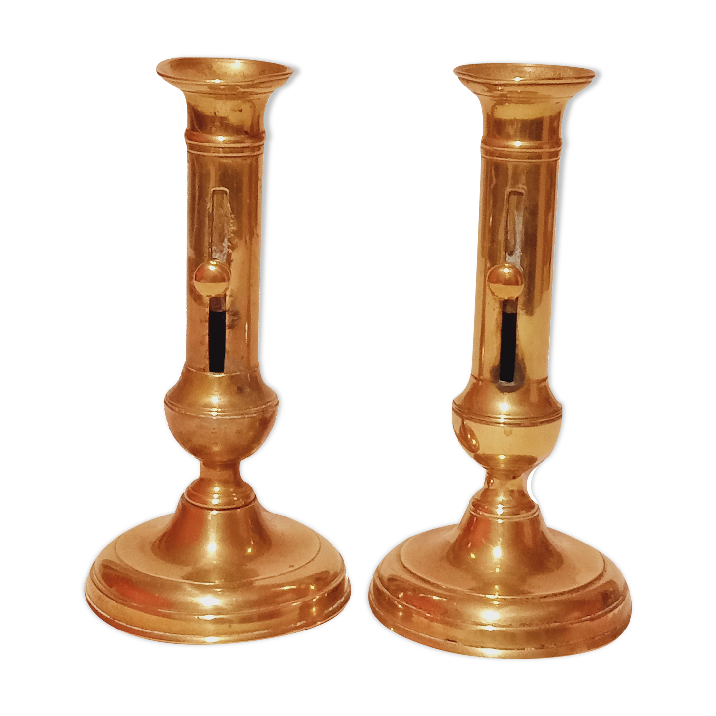 Pair of brass candle holders