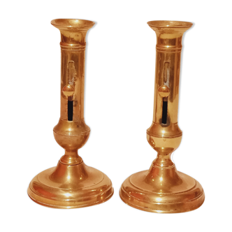Pair of brass candle holders