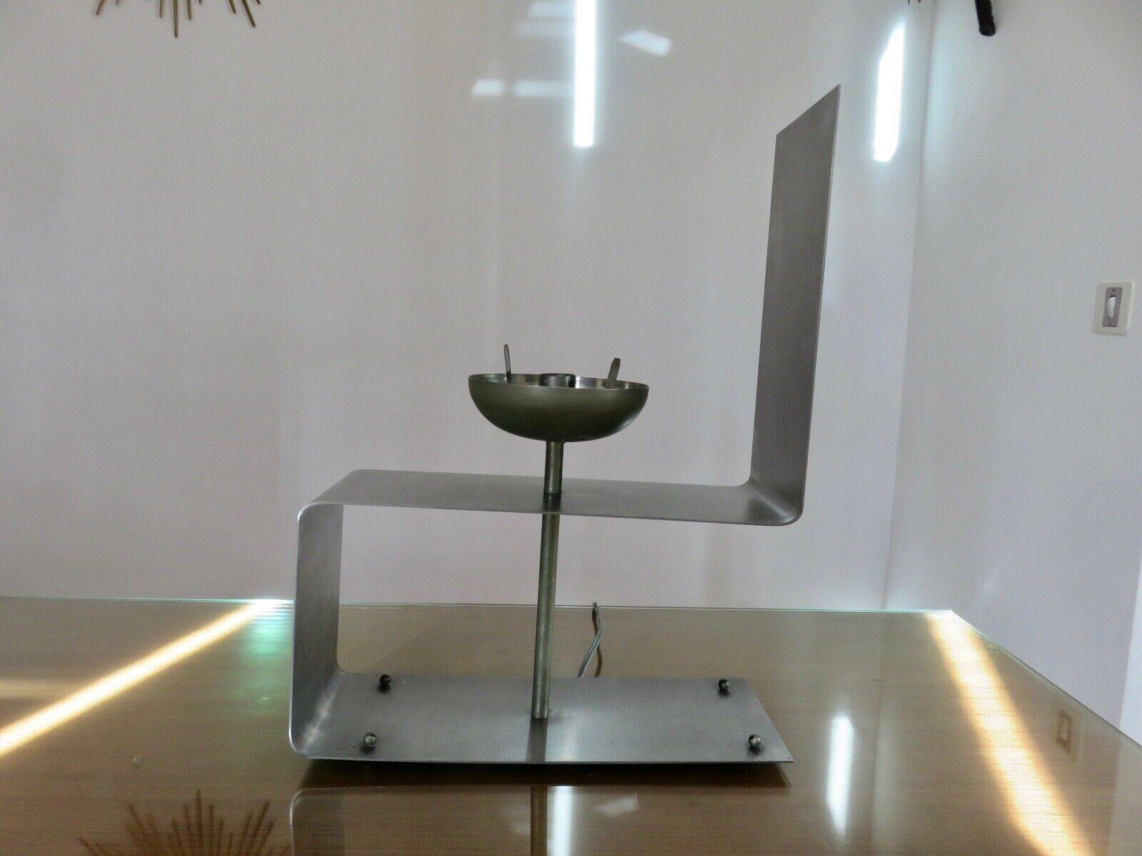 "uginox" lamp in folded, brushed and satin steel 1970