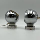 60s lamp set Reggiani Eyeball  chromed globe wall lamps - space age desk lamps