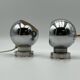 60s lamp set Reggiani Eyeball  chromed globe wall lamps - space age desk lamps