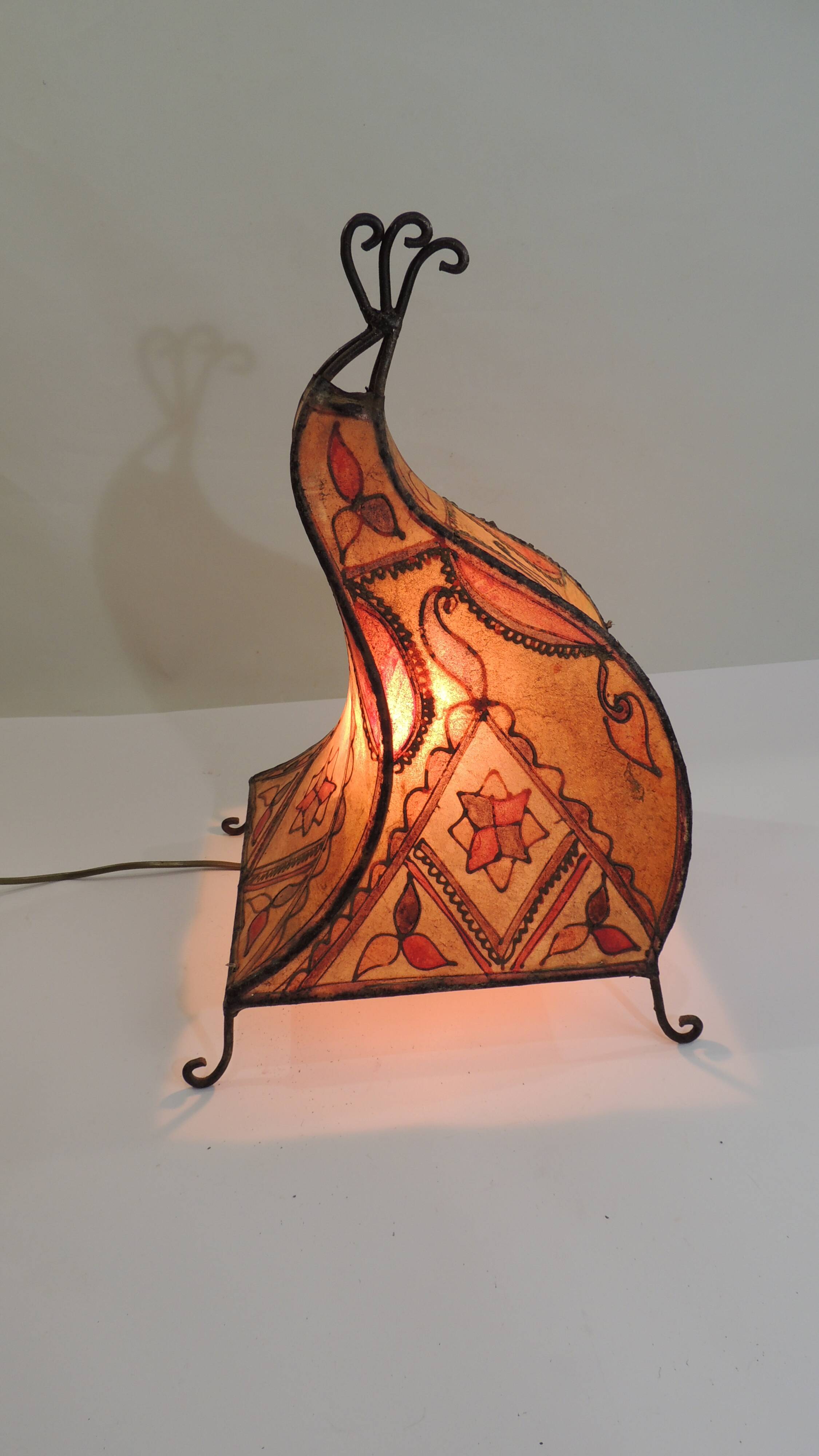 Moroccan henna lamp in leather /oriental lamp/Marrakech/45 cm /Vintage