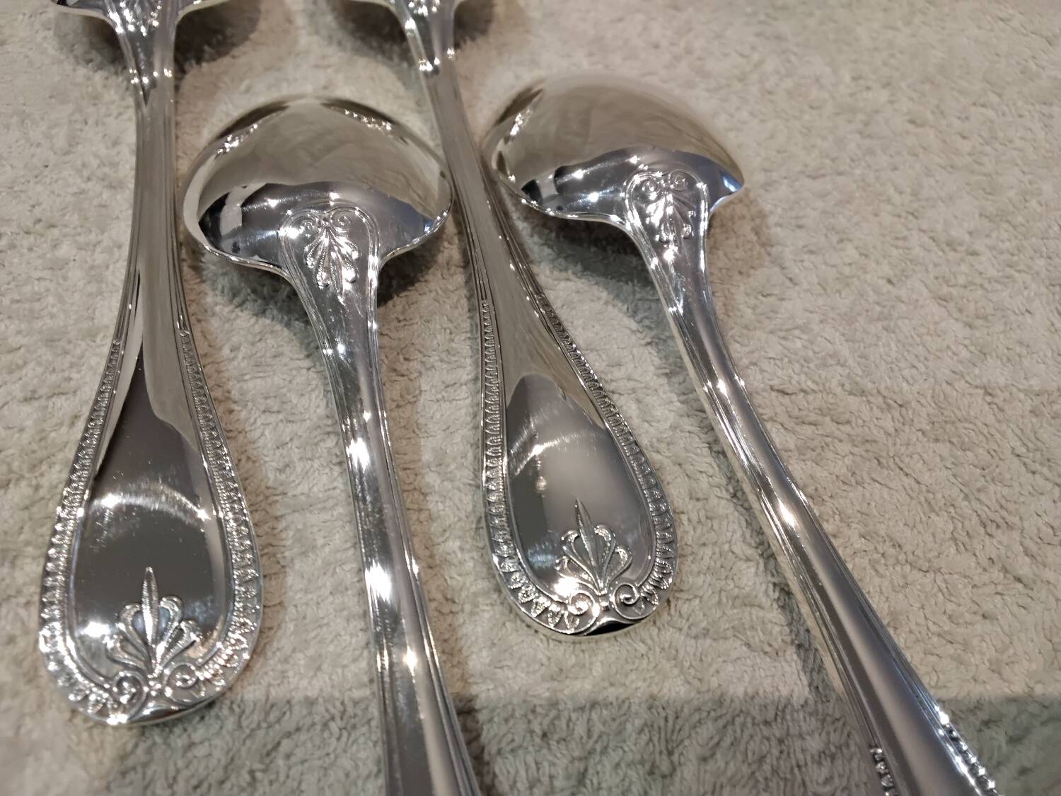 4 silver-plated metal soup spoons by Christofle Malmaison