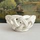 Small vintage white woven ceramic basket