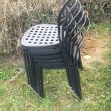 6 Reidar aluminium stackable chairs, exterior interior. 1999