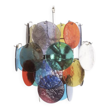 Multicoloured vintage Murano glass chandelier with 4 lights. Italy.