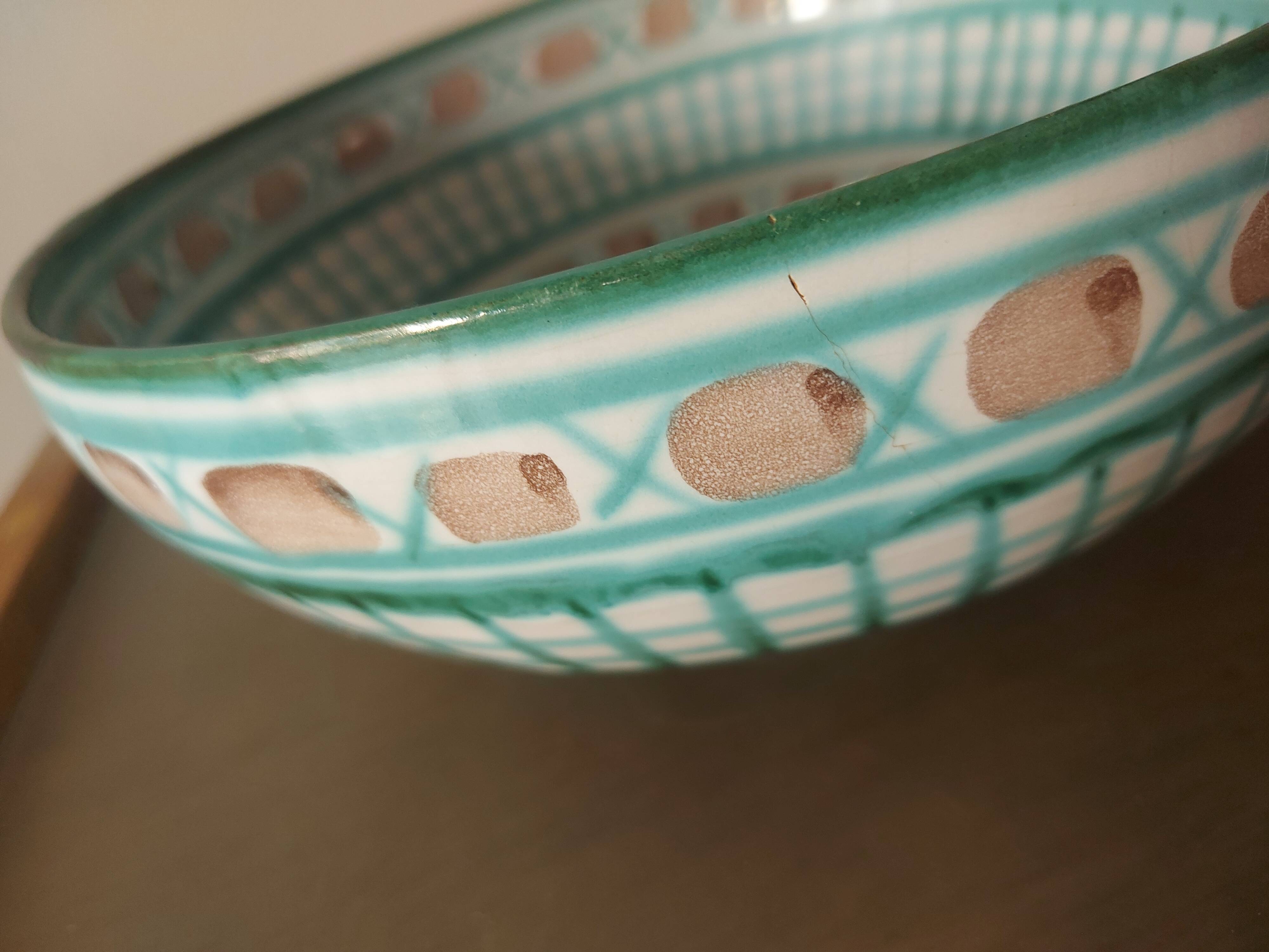 Dish, ceramic salad bowl robert picault, vallauris