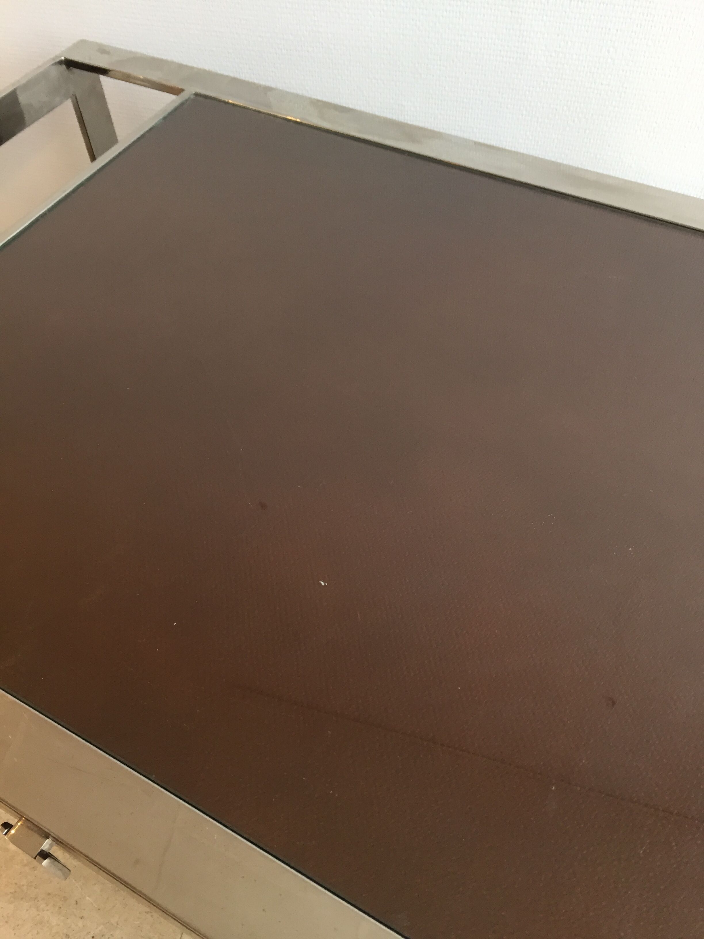 Art deco coffee table in glass and chrome