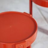 3 nesting tables in orange plastic by Prisunic, 1970.
