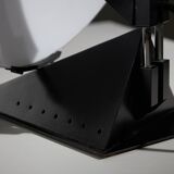 Postmodern Rhombus Shaped Table Lamp with Abstract Blue Stripes on Frosted Murano Glass