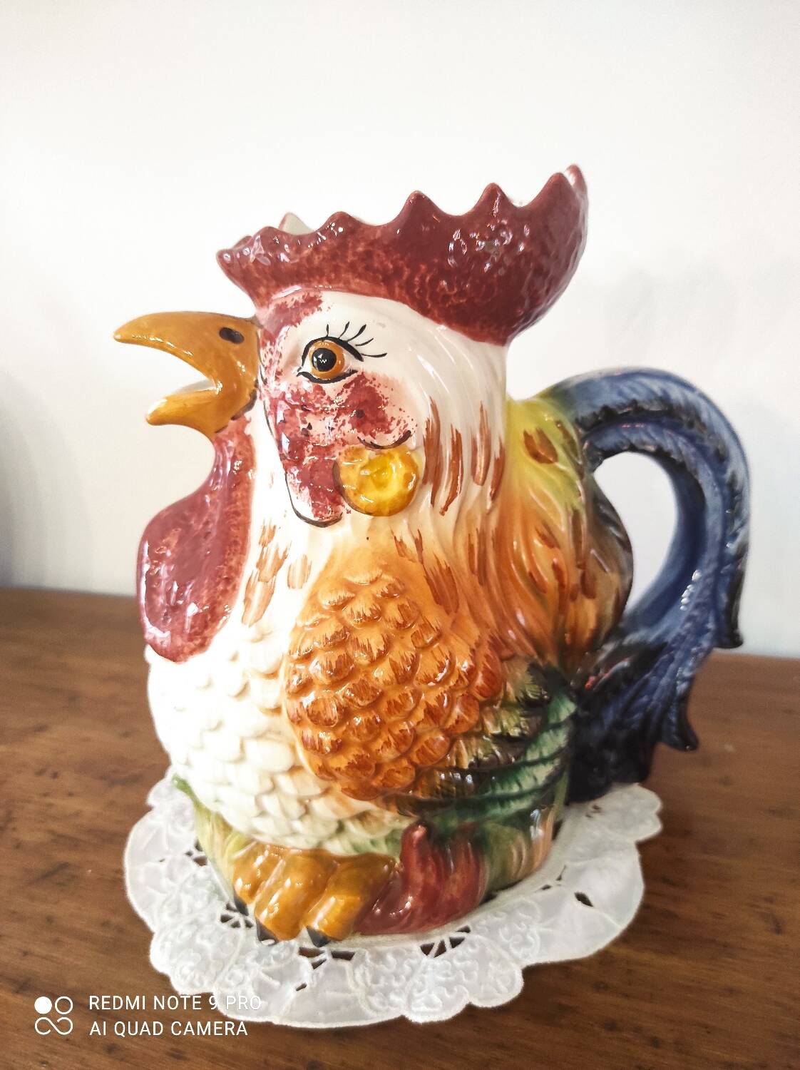 Barbotine Rooster pitcher carafe