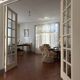 Triptych glass door with three panels featuring small panes. Vintage.