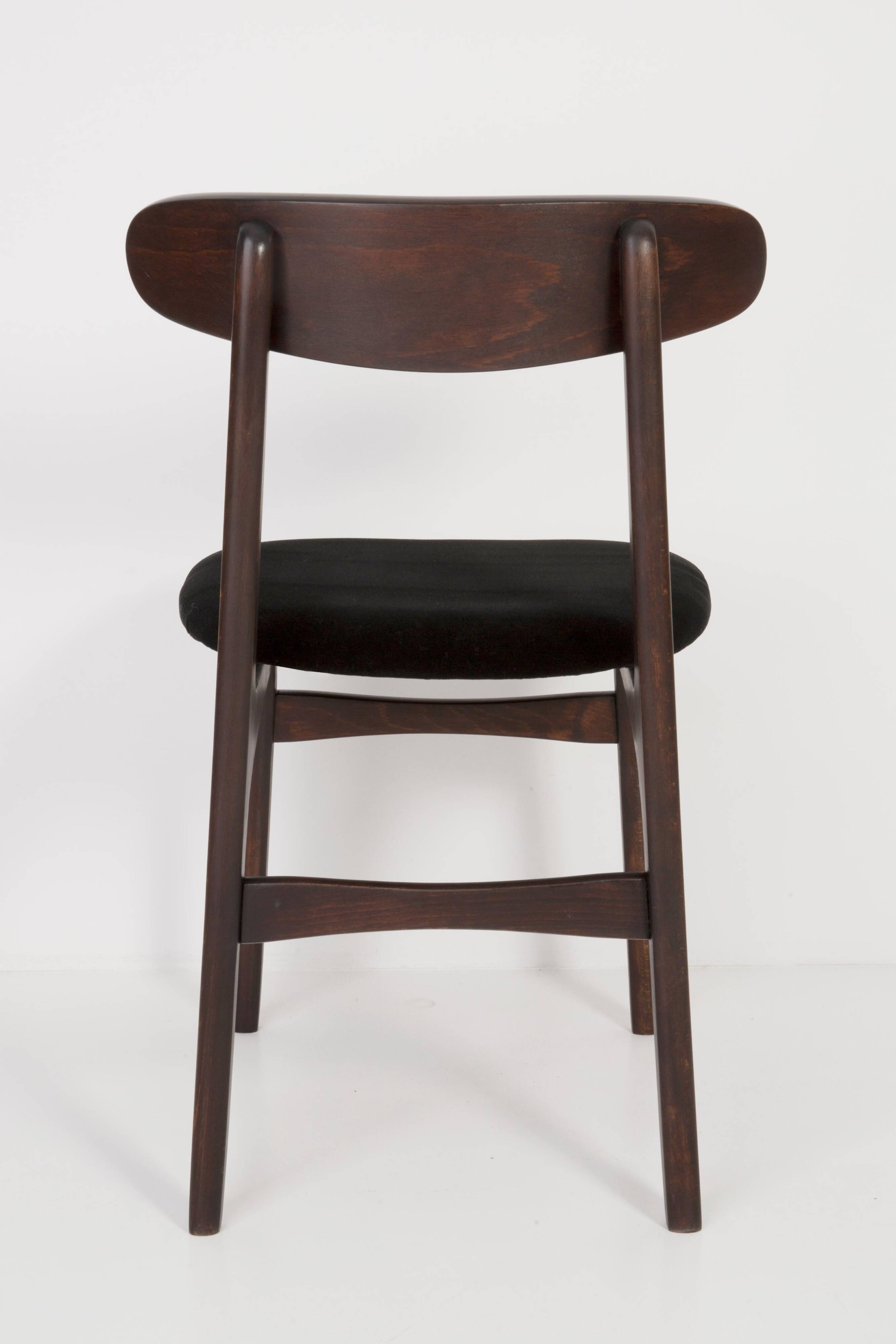 Black velvet armchair mid-century by Rajmund Halas, Poland, 1960.