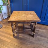 Table basse vintage 70 rotin