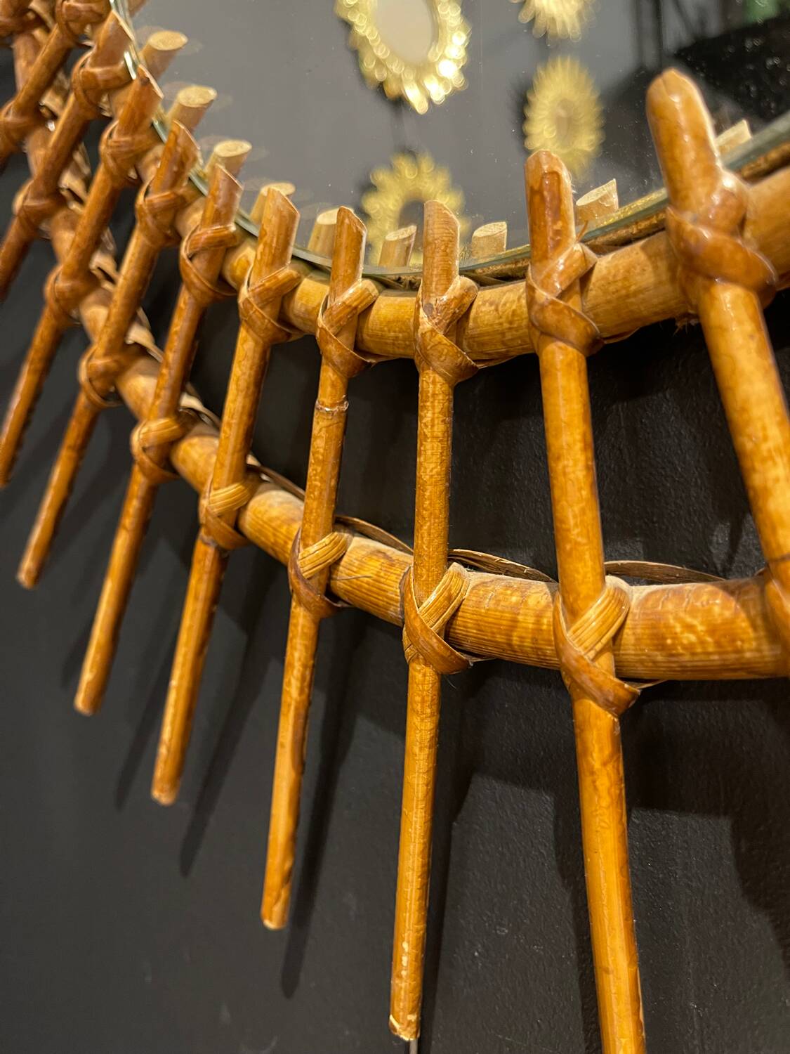 Rattan sun mirror 1960 55 cm